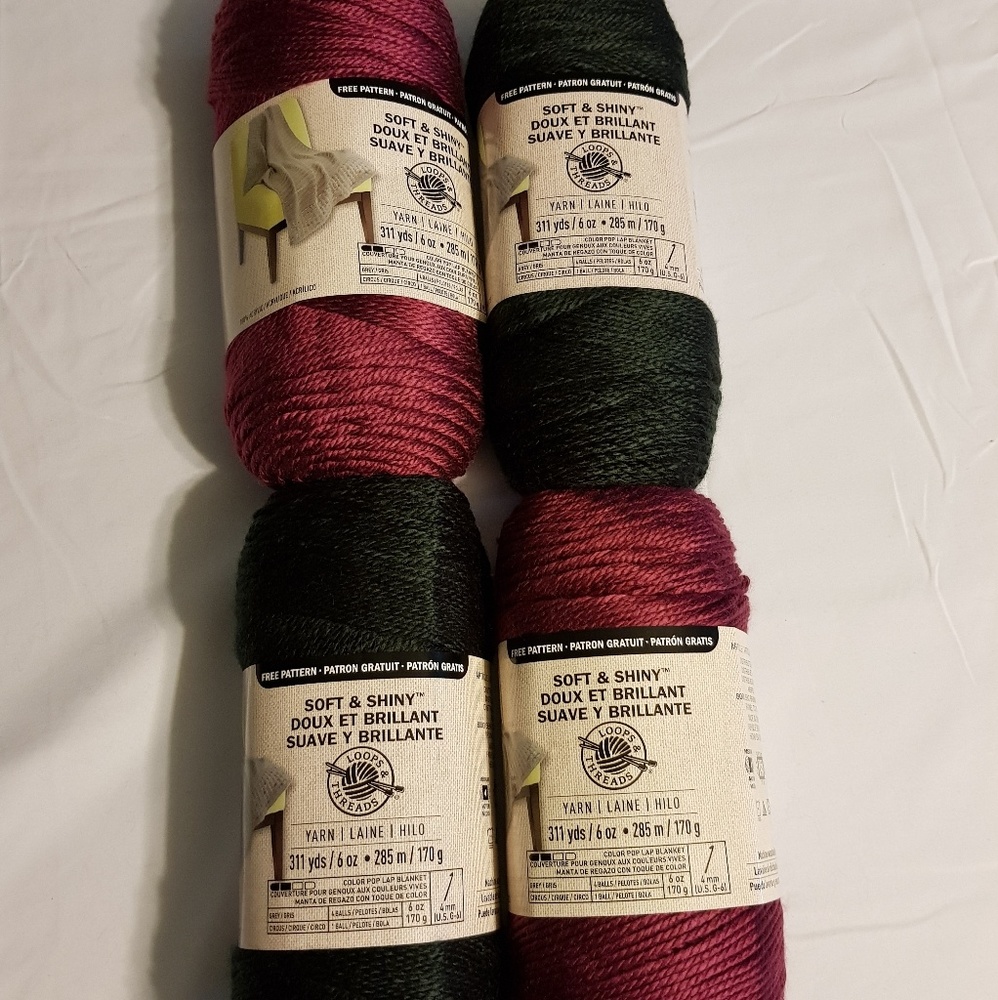 4 Skeins of Loops and Threads Soft and Shiny Yarn